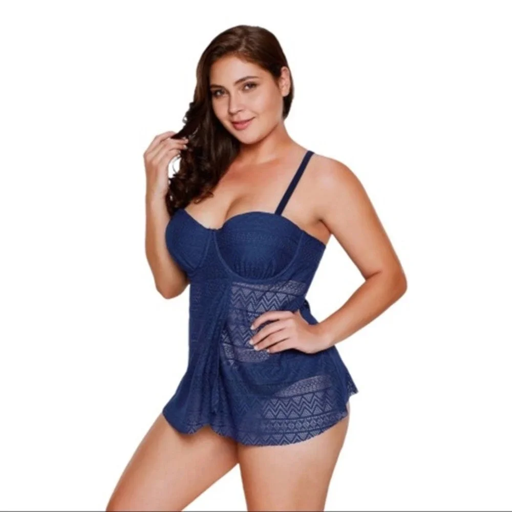 2 Piece Underwired Tankini Swimsuit Size 3X